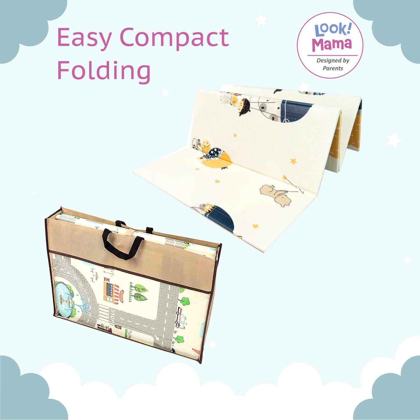 Meditive Reversible Baby Play Mat, BPA Free Learning & Crawling Foldable Foam