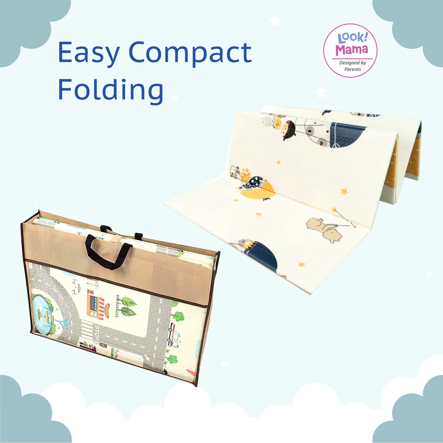 Meditive Reversible Baby Play Mat, BPA Free Learning & Crawling Foldable Foam