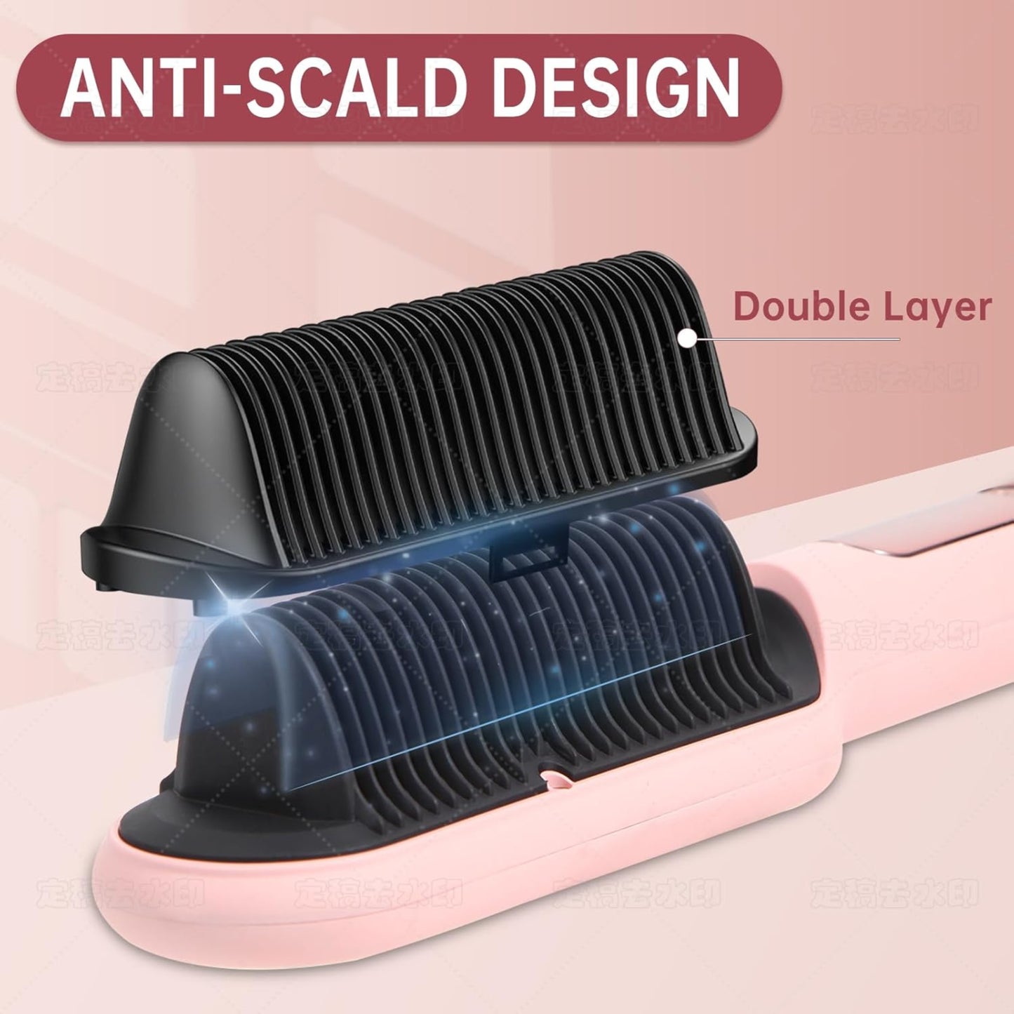 Hair Straightener Brush with 9 Temperature Settings, Fast Heating Hair Straightening Comb with LED Display