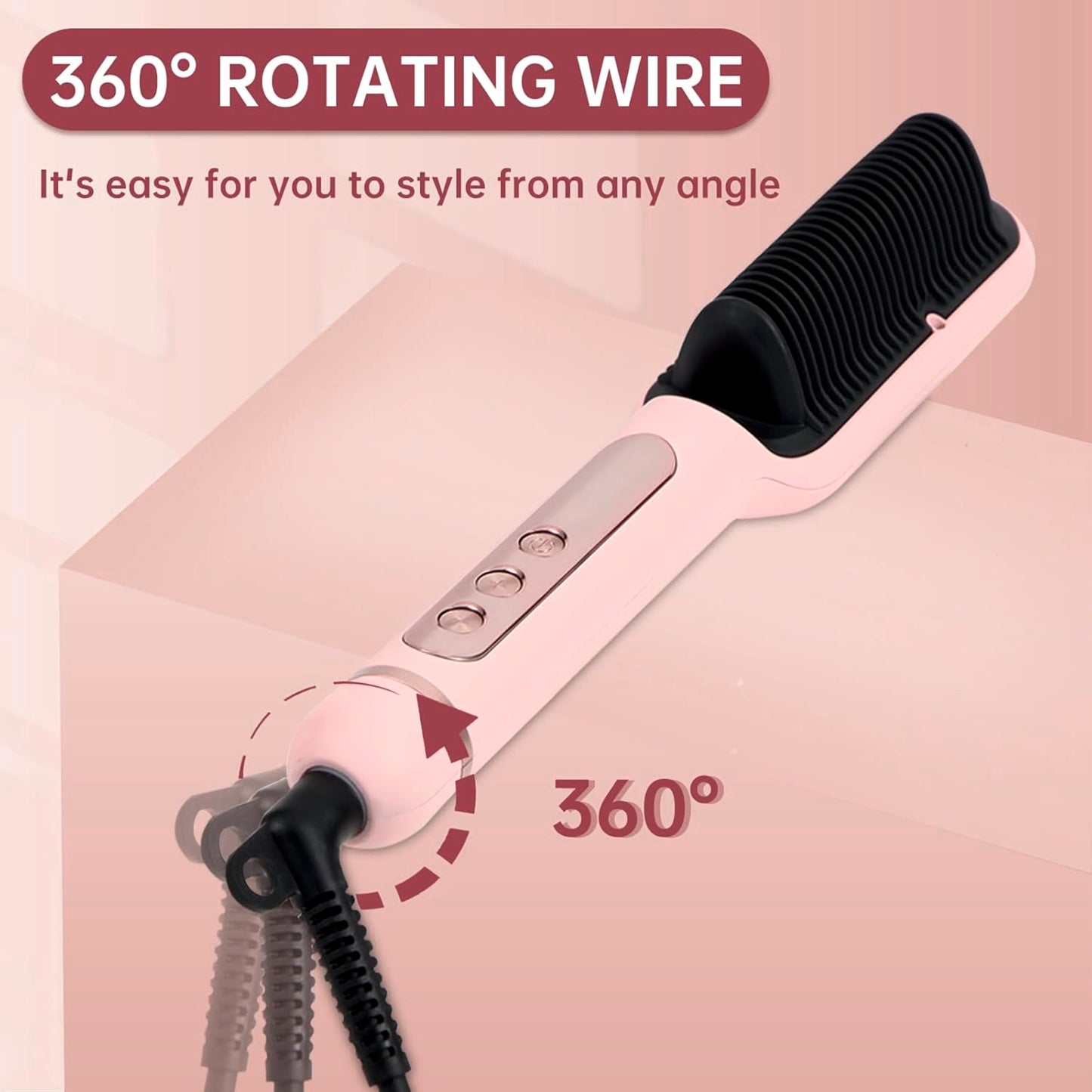 Hair Straightener Brush with 9 Temperature Settings, Fast Heating Hair Straightening Comb with LED Display