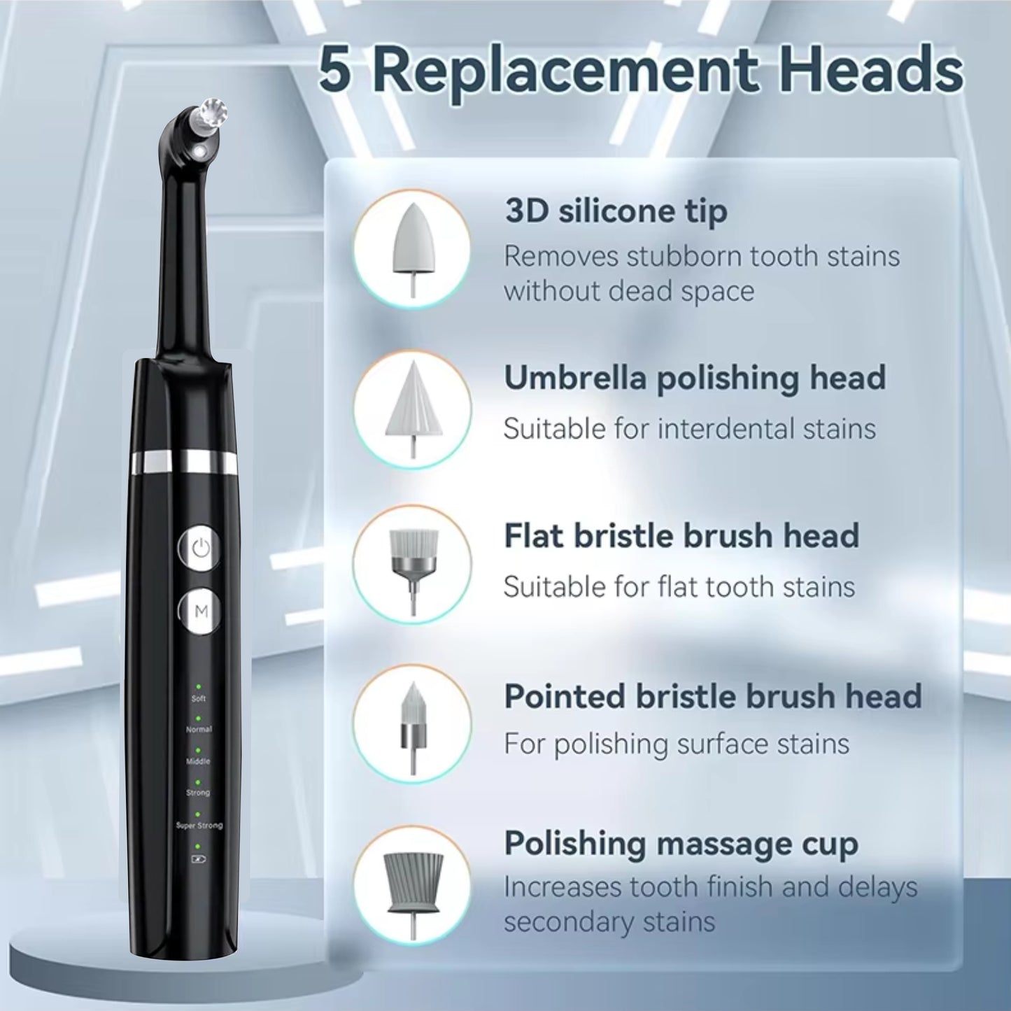 MEDITIVE Tooth Polisher,Teeth Polishing Kit for Daily Cleaning Polishing USB Rechargeable Dental Polisher