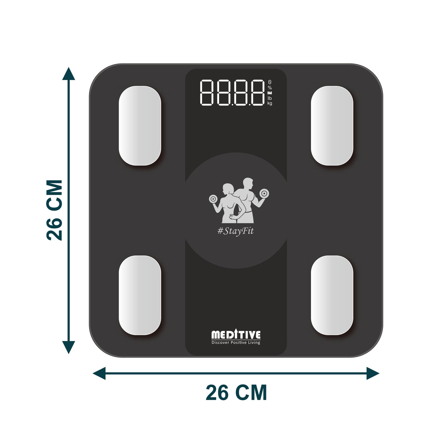 MEDITIVE SMART BMI WEIGHT SCALE LARGE CAPACITY 180 Kg, WITH 1 YEAR WARRANTY