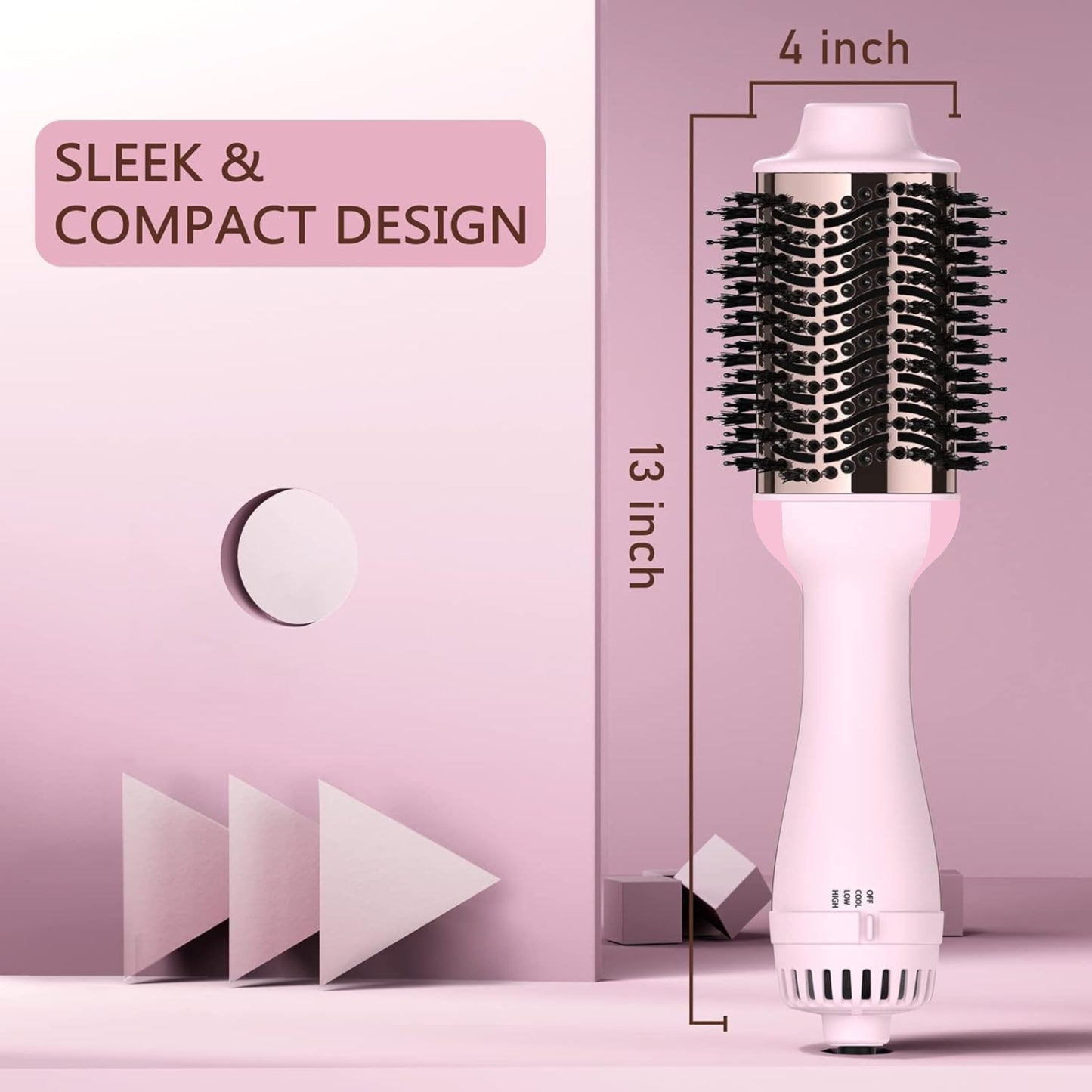 Hot Air Brush for Hair Styling with Ceramic Tourmaline Coated,1200 Watts Hair Volumizer Brush With 3 Heat & 2 Speed Settings, Ionic Technology, Overheat Protection, Lightweight Design
