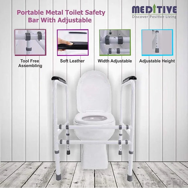 Portable Metal Toilet Safety Bar With Adjustable Width And Height Detachable