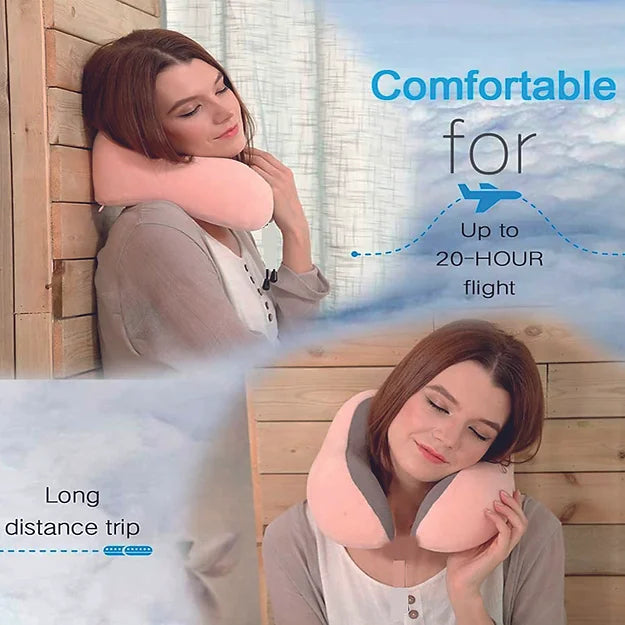 Memory Foam Neck Pillow for Travel (Pink, Pack of 1)