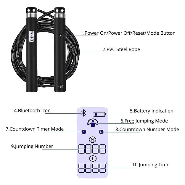 MEDITIVE Smart Jump Rope, Calorie Calculation, Skipping Rope for Sports Fitness