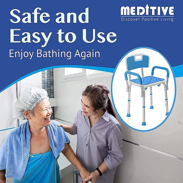 Shower Chair Bath Seat with Padded Armrests and Back, Great for Bathtubs