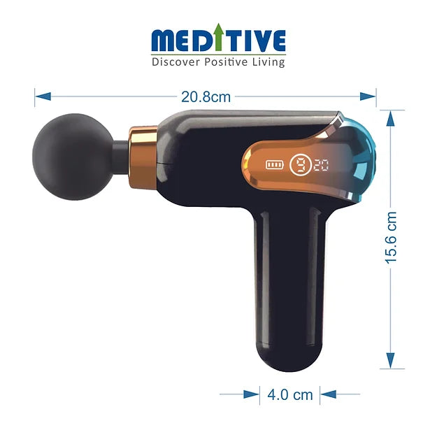 MEDITIVE Cordless Deep Tissue Massage Gun With 8 Attachments, Handheld Massager