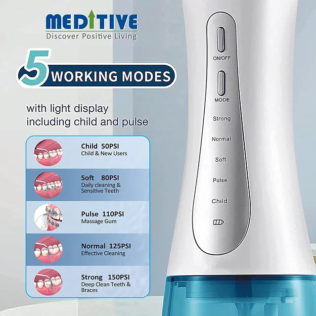 MEDITIVE Water Flosser Cordless for Teeth, Portable Oral Irrigator Flosser