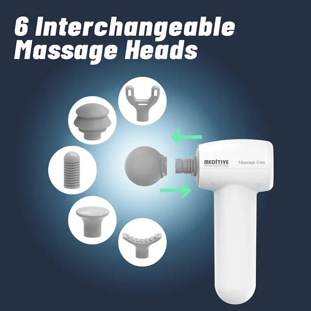 MEDITIVE Cordless Deep Tissue Massage Gun With 6 Attachments