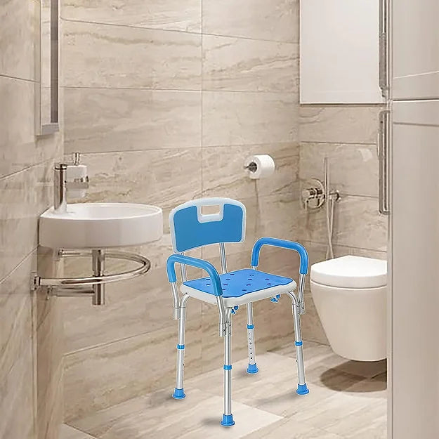 Shower Chair Bath Seat with Padded Armrests and Back, Great for Bathtubs