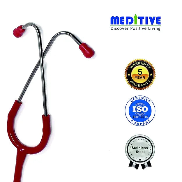 MEDITIVE SS Stainless Steel Acoustic Stethoscope (Red Colour)