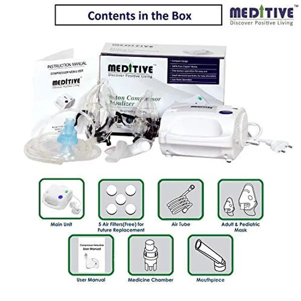 Meditive Handy Respiratory Nebulizer Inhaler, With complete mask kits, mouthpiec