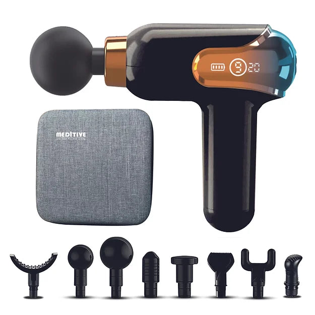 MEDITIVE Cordless Deep Tissue Massage Gun With 8 Attachments, Handheld Massager