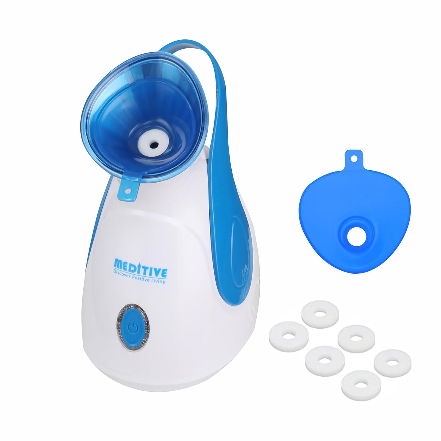 MEDITIVE Facial Steamer for Women & Men | UV Light Sterilization | Fast Mist in 50 Sec | 1 Separate Nozzle Tray | 10 Cotton Pads | 100ml Water Tank | Portable Face Steamer for Home Use | 1 Year Warranty