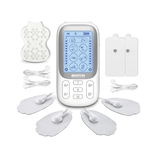 MEDITIVE 24 Modes Tens Unit Rechargeable Pain Relief Electric Pulse Impulse Body Massager Machine