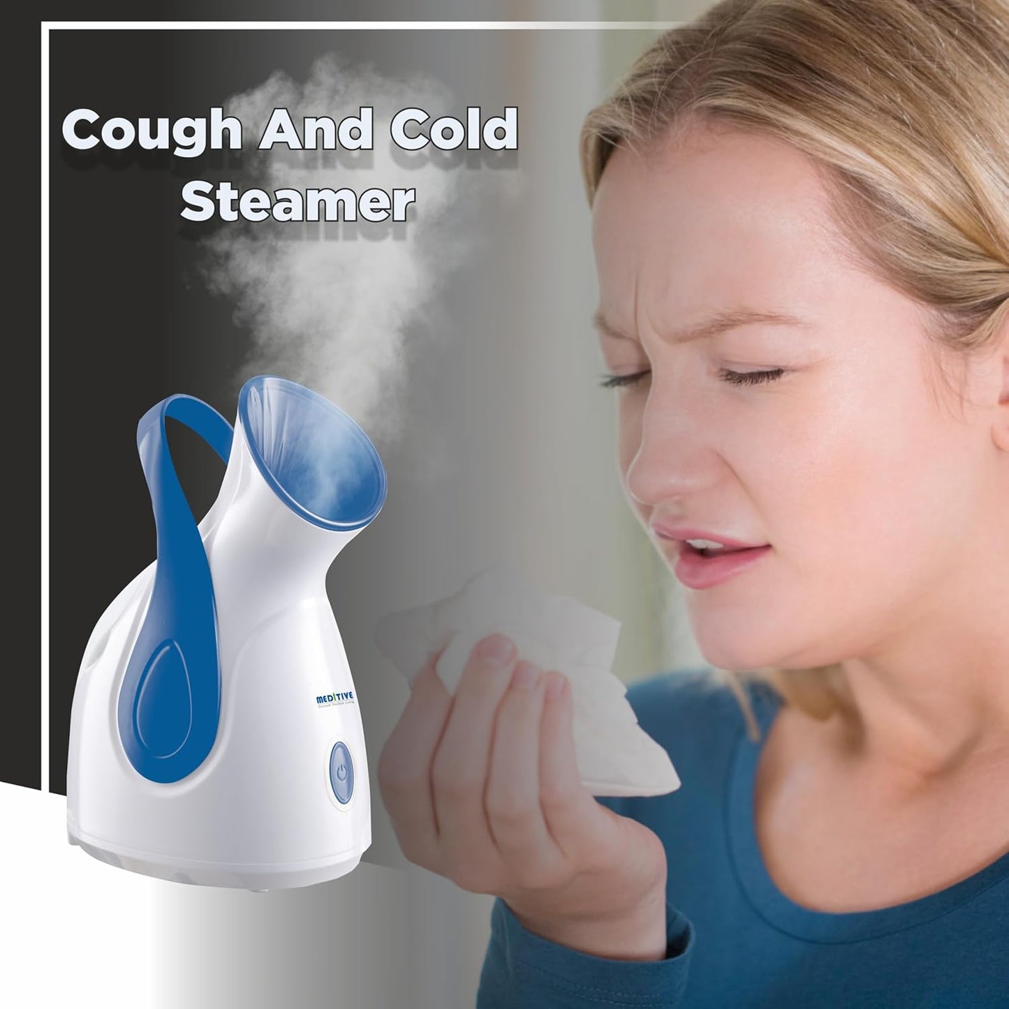 MEDITIVE Facial Steamer for Women & Men | UV Light Sterilization | Fast Mist in 50 Sec | 1 Separate Nozzle Tray | 10 Cotton Pads | 100ml Water Tank | Portable Face Steamer for Home Use | 1 Year Warranty