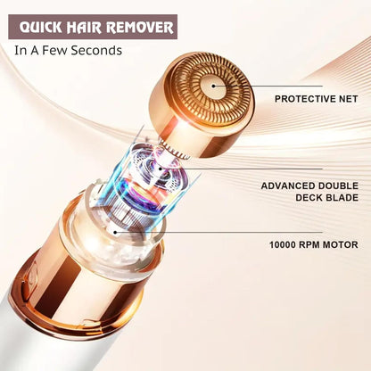 MEDITIVE 2-in-1 Facial Hair Remover & Eyebrow Trimmer | Ring Light | Type-C Rechargeable