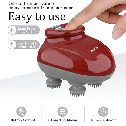 MEDITIVE Electric Scalp Massager | 3-Speed, 4 Detachable Heads | Waterproof Cordless Rechargeable