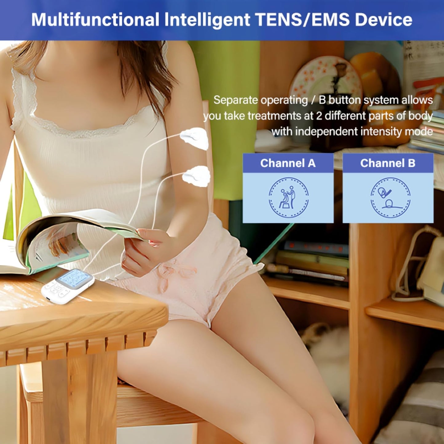 MEDITIVE 24 Modes Tens Unit Rechargeable Pain Relief Electric Pulse Impulse Body Massager Machine