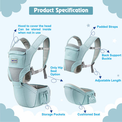 MEDITIVE Baby Carrier with Detachable Hip Seat (2 in 1),Ergonomically Designed