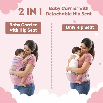MEDITIVE 2 in 1 Cotton Baby Carrier with Detachable Hip Seat, Ergonomically Made