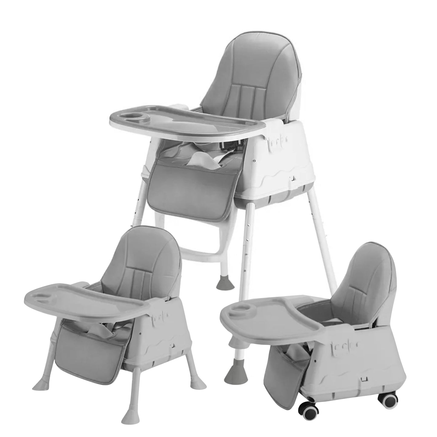 Baby High Chair with Feeding table Cum Bosster Seat - Grey