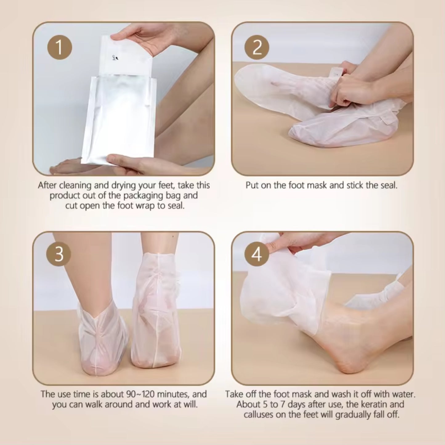 Meditive Exfoliating Foot Mask - Peeling Foot Mask for Dead Skin Removal, Callus & Cracked Heel Repair, Foot Care Treatment, Softens & Smoothens Feet, Foot Spa Mask for Dry, Rough, and Cracked Feet– 2 Pair (ROSE)