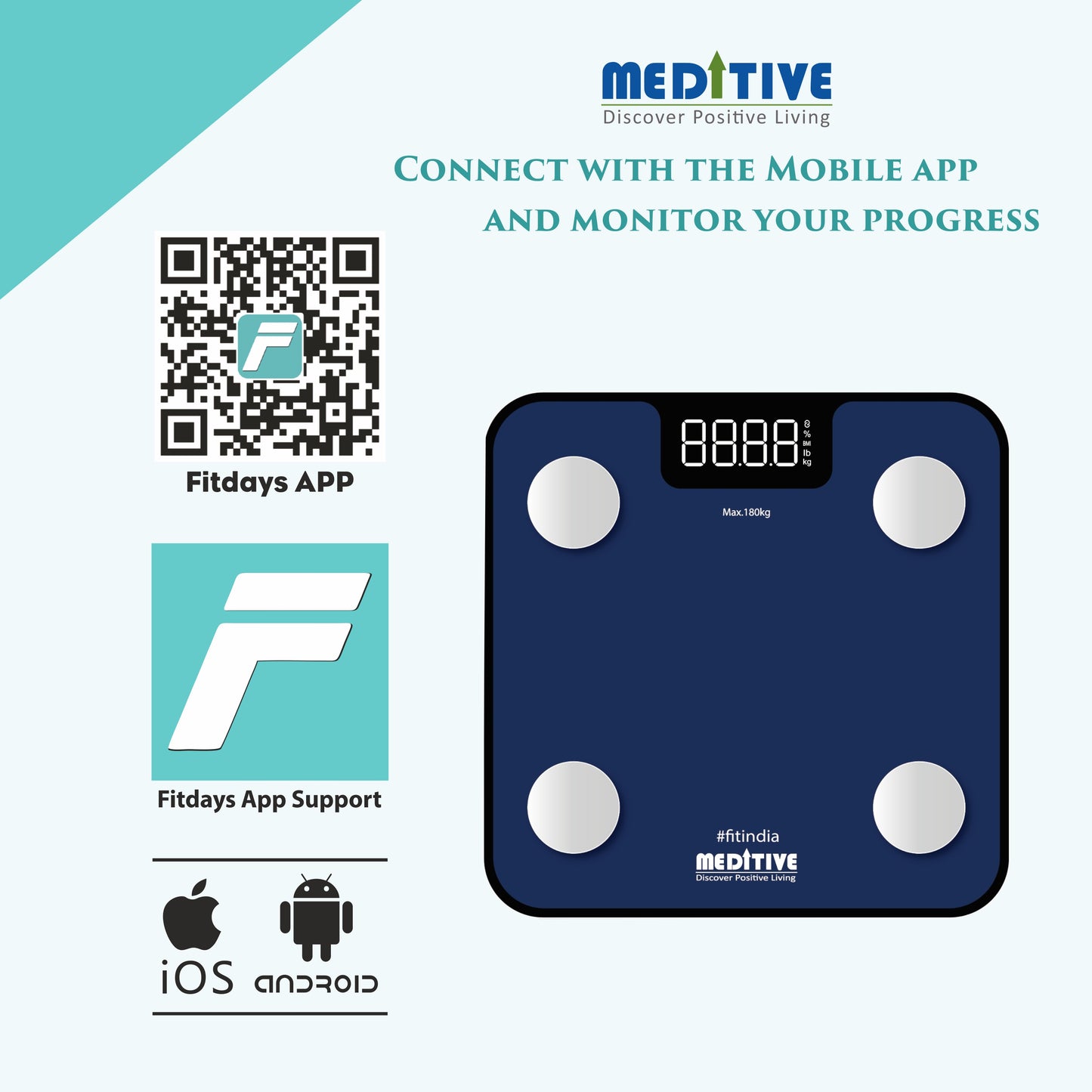 Digital Human Weighing Scale for Body weight, Glass Platform, BMI Bluetooth Scale, (Minimum Weight: 7Kg , Maximum Weight: 180 Kg)