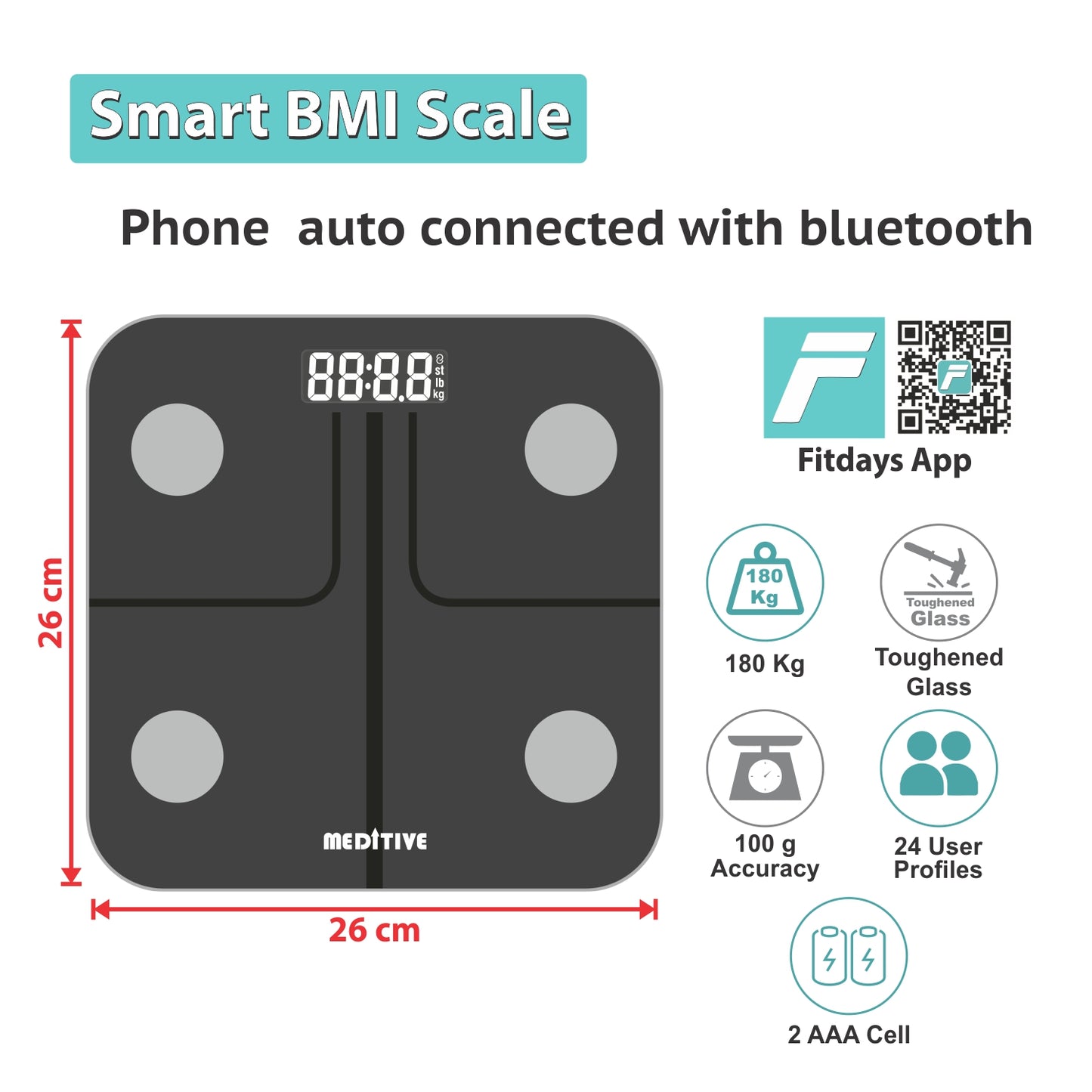 Digital Human Weighing Scale, BMI Weight Scale with Body Fat Analyzer and Fitness