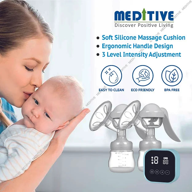 MEDITIVE Electric Breast Pump for Mothers With Rechargeable Battery Double)