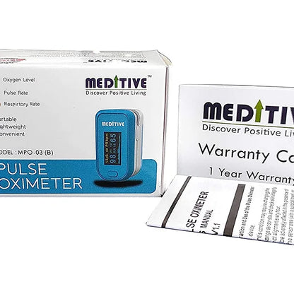 MEDITIVE Finger Tip Pulse Oximeter With Alarm Function. Blood Oxygen, Pulse Rate