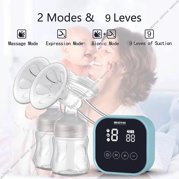 MEDITIVE Electric Breast Pump for Mothers With Rechargeable Battery Double)