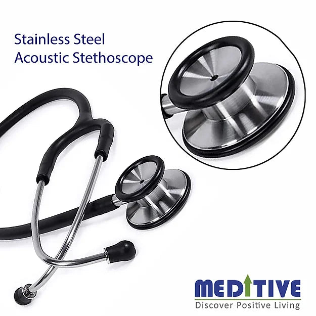 MEDITIVE SS Stainless Steel Acoustic Stethoscope (Black Colour)