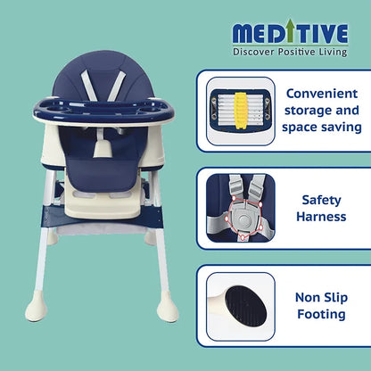 MEDITIVE 4 in1 Baby High Chair Cum Booster Seat, Kids/Children Height Adjustable