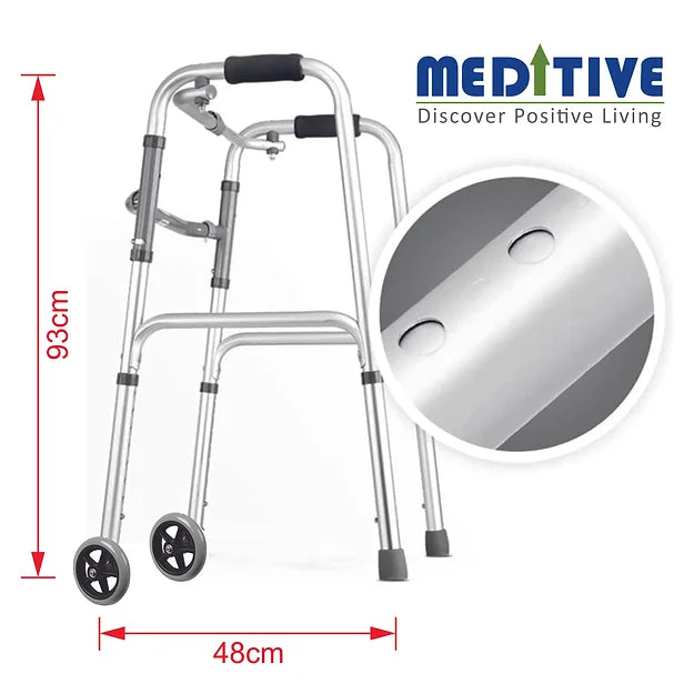 MEDITIVE Aluminum Light Weight Folding Walker for Adults and Patients