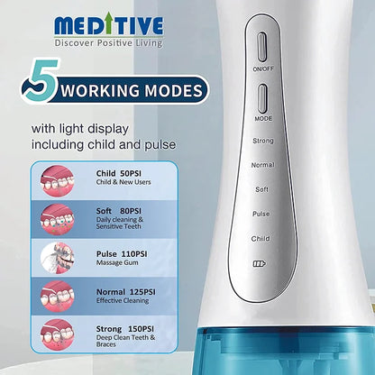 MEDITIVE Water Flosser Cordless for Teeth, Portable Oral Irrigator Flosser