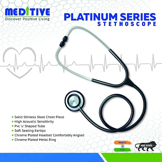 MEDITIVE SS Stainless Steel Acoustic Stethoscope (Black Colour)