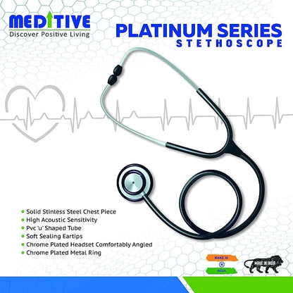 MEDITIVE SS Stainless Steel Acoustic Stethoscope (Black Colour)