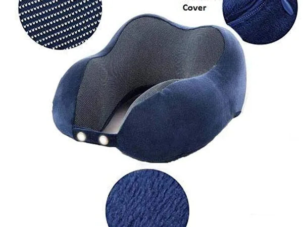 Memory Foam Neck Pillow for Travel (Blue)