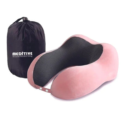 Memory Foam Neck Pillow for Travel (Pink, Pack of 1)