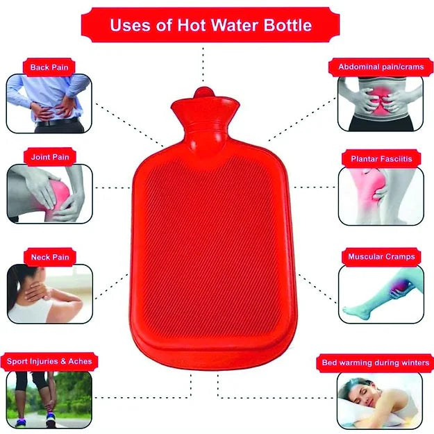 Rubber Hot water bag/Hot water bottle for Body Pain Relief with Woolen Cover