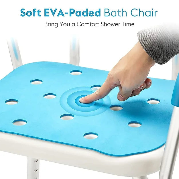 Shower Chair Bath Seat with Padded Armrests and Back, Great for Bathtubs