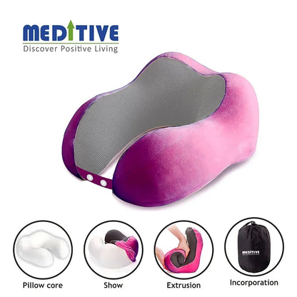 MEDITIVE Memory Foam Neck Pillow for Travel (Purple, pack of 1)