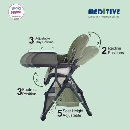 Foldable Portable Baby Dining Chair Adjustable high Chair with Wheel