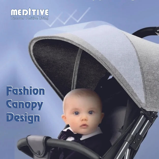 MEDITIVE Lightweight Stroller, Compact Folding, Fully Reclining, Sun Canopy, wit