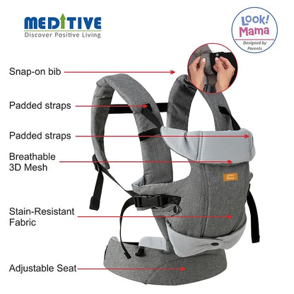 MEDITIVE Baby Carrier - Ergonomic, Convertible, Face-In And Face-Out Front