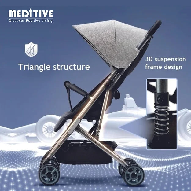 MEDITIVE Lightweight Stroller, Compact Folding, Fully Reclining, Sun Canopy, wit