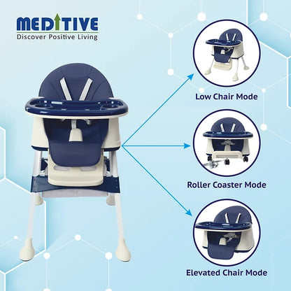 MEDITIVE 4 in1 Baby High Chair Cum Booster Seat, Kids/Children Height Adjustable