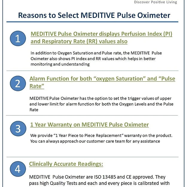 MEDITIVE Fingertip Pulse Oxygen Monitor, Pulse Rate with Respiratory Rate RR and